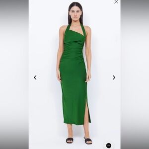 ULA ASYM MAXI DRESS - PINE GREEN
